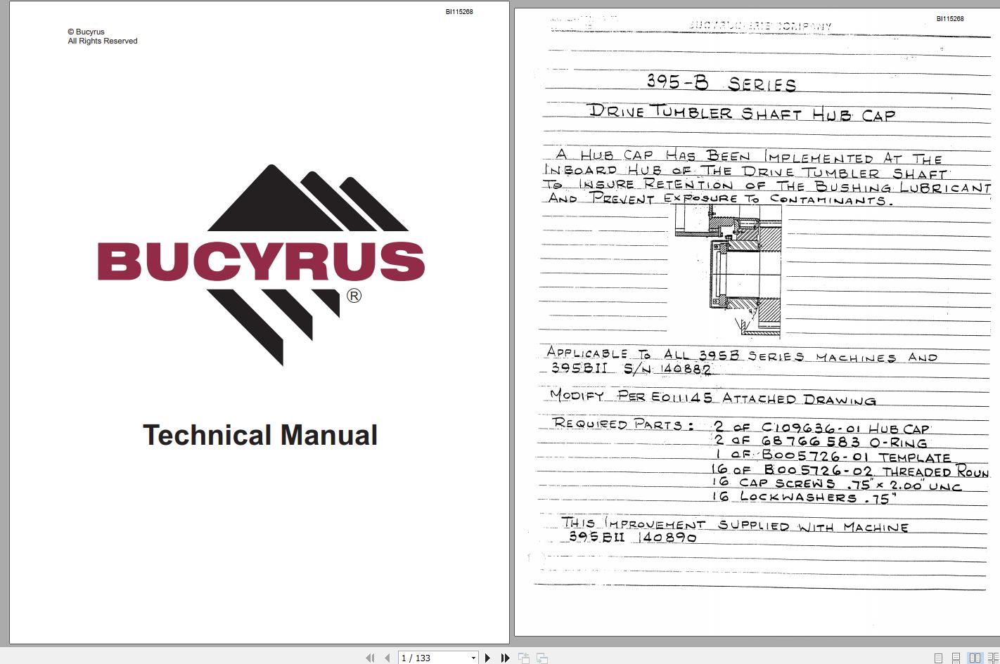 CAT Electric Rope Shovel 395B 140882 Service Manual BI115268 1989 1