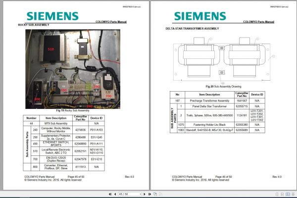 CAT Electric Rope Shovel 495B 141006 SIEMENS Colowyo Parts Manual EM027823 0 2