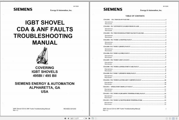 CAT Electric Rope Shovel 495BII 141113 Service Manual 10173 BI115229 2002 3