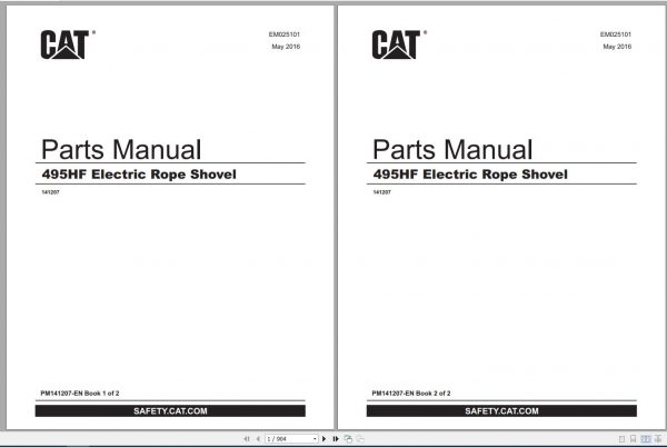 CAT Electric Rope Shovel 495HF 141207 ER801207 Parts Manual EM025101 2016 1