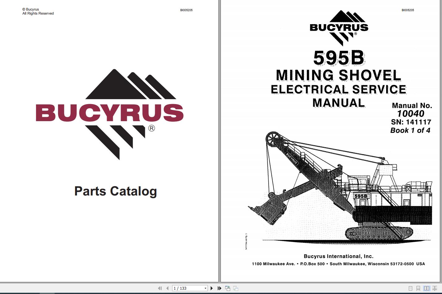 CAT Electric Rope Shovel 595B 141117 Book 1 of 4 Service Manual 10040 BI005205 1