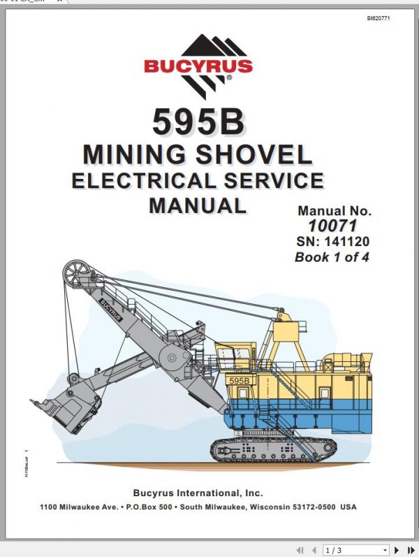 CAT Electric Rope Shovel 595B 141120 141097 Service Manual BI620771 1