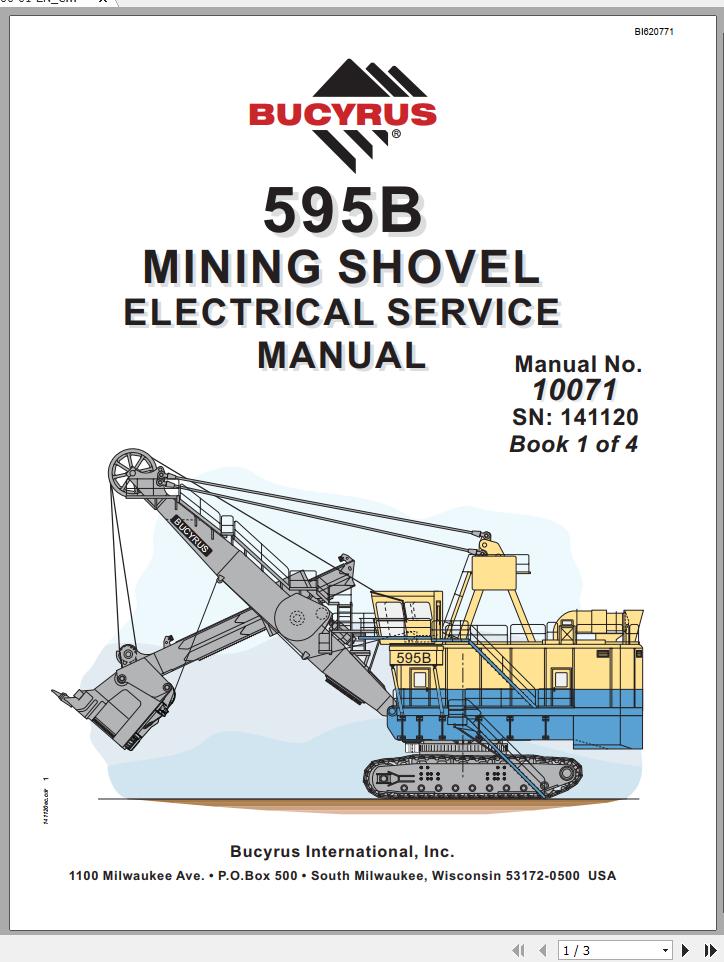 CAT Electric Rope Shovel 595B 141120 141097 Service Manual BI620771 1