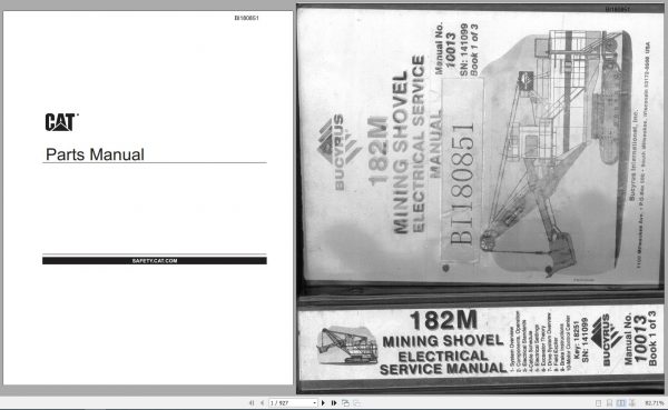 CAT Electric Rope Shovel 7182 182M 141099 1 of 3 Service Manual 10013 BI180851 1