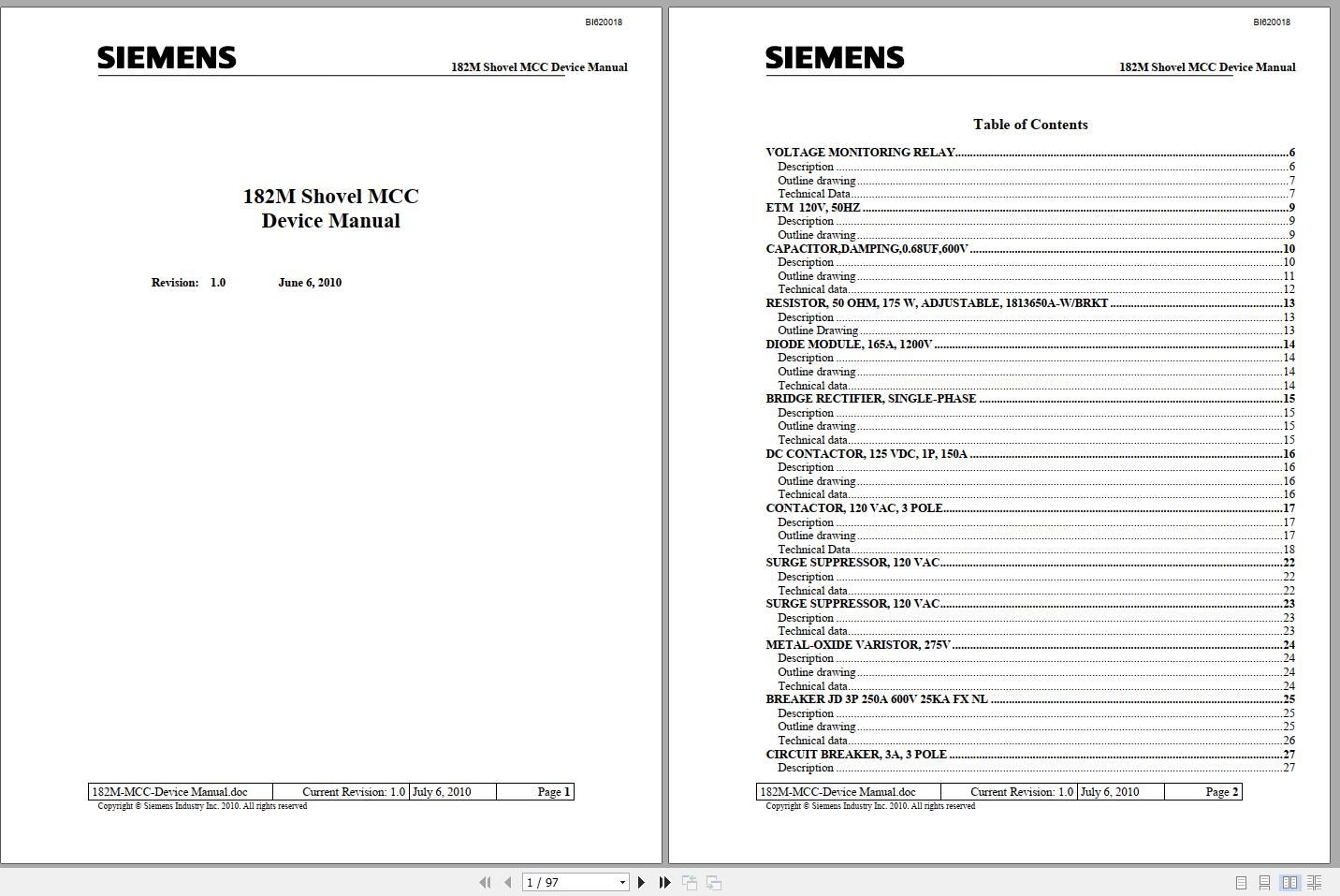 CAT Electric Rope Shovel 7182 182M AC 141430 141431 10957 Service Manual 1