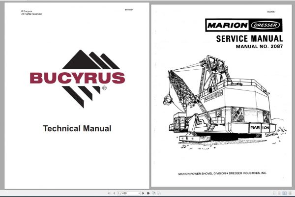 CAT Electric Rope Shovel 7250 Walking Dragline Marion Dresser Service Manual 2087 BI005957 1