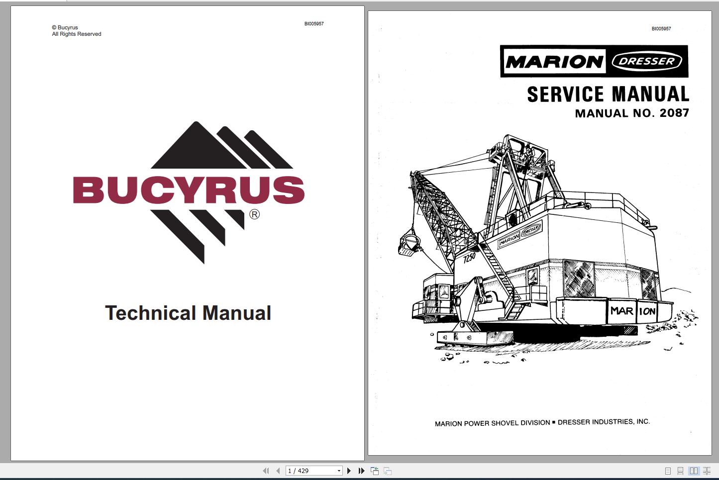CAT Electric Rope Shovel 7250 Walking Dragline Marion Dresser Service Manual 2087 BI005957 1