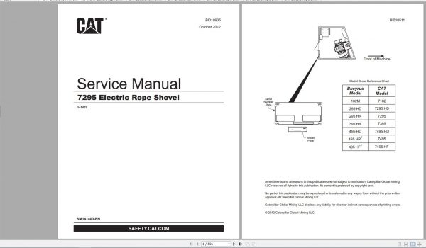 CAT Electric Rope Shovel 7295 141403 Service Manual 2012 EN PT 1