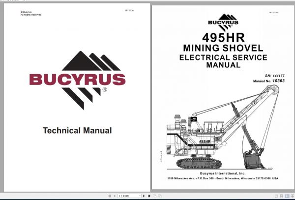 CAT Electric Rope Shovel 7495 495HR 141177 Service Manual 10363 BI115226 2005 1