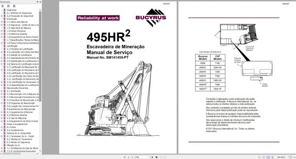 CAT Electric Rope Shovel 7495 495HR2 141459 SM141459 PT Service Manual BI624257 2012 PT 1