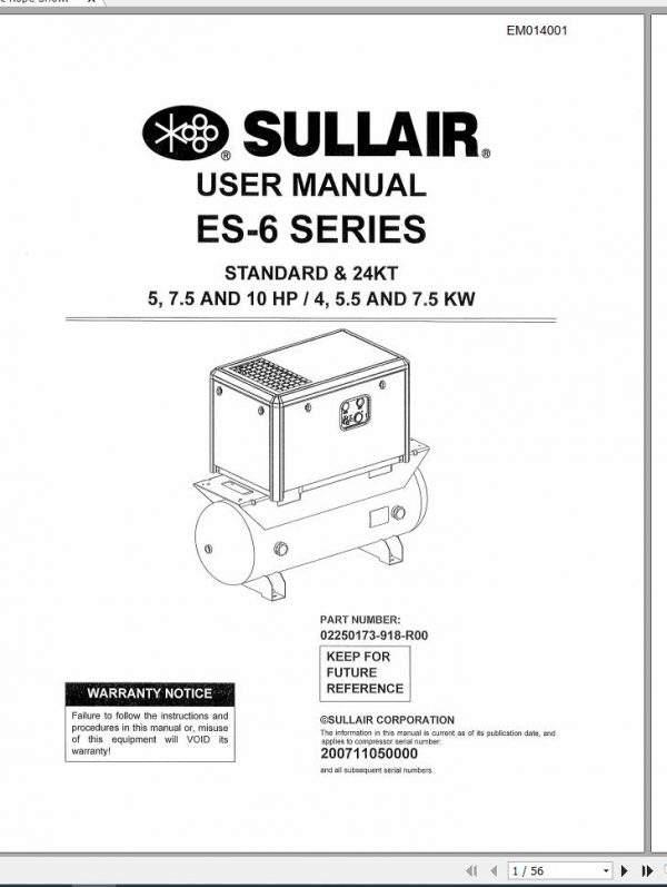CAT Electric Rope Shovel 7495 HF Vendor ES 6 Series Compressor User Manual EM014001 1