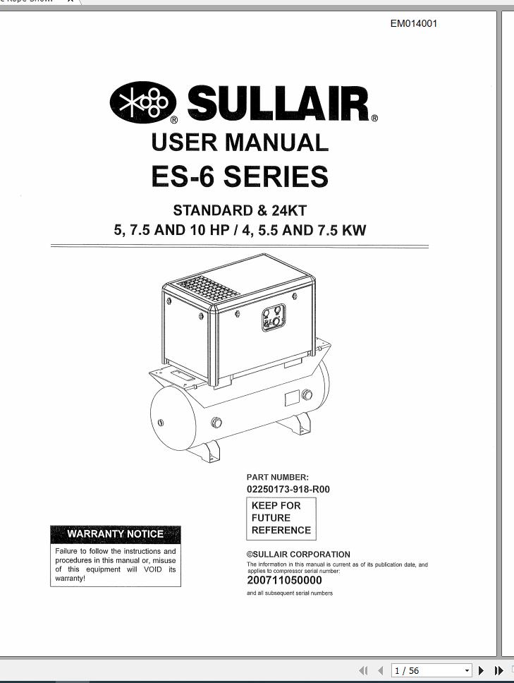 CAT Electric Rope Shovel 7495 HF Vendor ES 6 Series Compressor User Manual EM014001 1