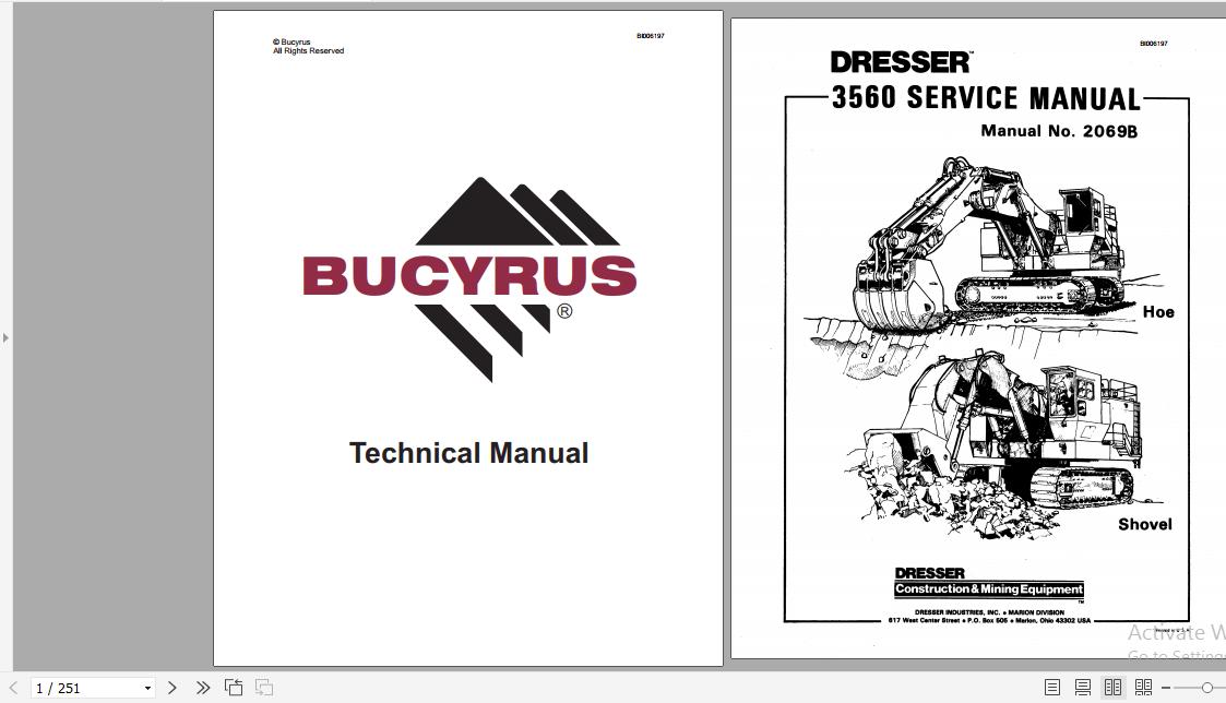 CAT Excavator Dresser 3560 Service Manual 2069B BI006197 1