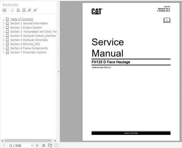 CAT Face Haulage FH125 D 5004121 634329 Service Manual BI014579 2013 1