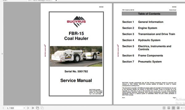 CAT Face Haulage FH125 D FBR 15 5001782 Service Manual BI643603 2008 1