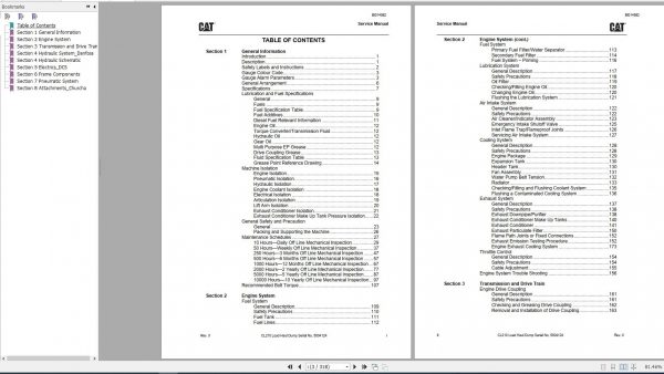 CAT Load Haul Dump CL210 5004124 634329 Service Manual BI014582 2013 2