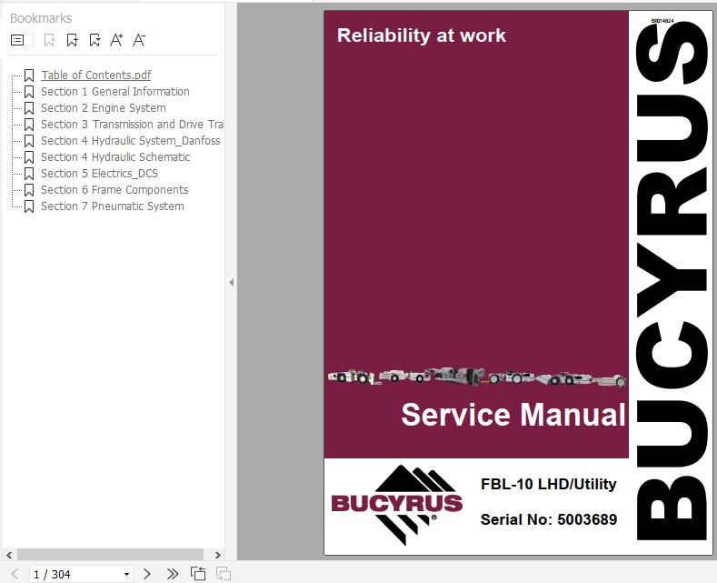 CAT Load Haul Dump CL210 FBL 10 5003689 450803 Service Manual BI014624 2011 1