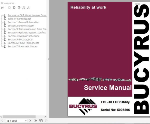 CAT Load Haul Dump CL210 FBL 10 5003806 469741 Service Manual BI014645 2012 1