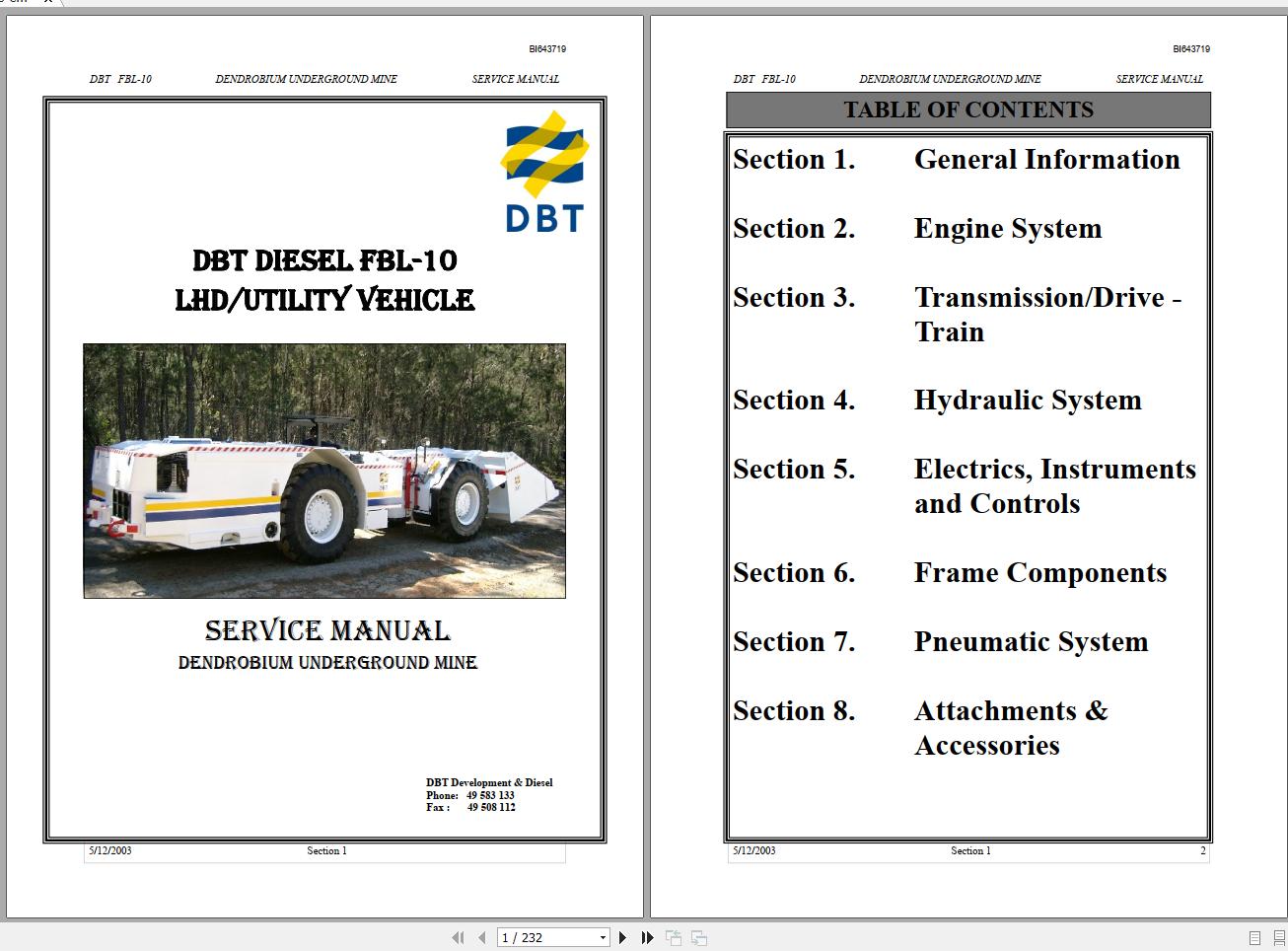 CAT Load Haul Dump CL210 FBL10 5000102 Service Manual BI643719 2004 1