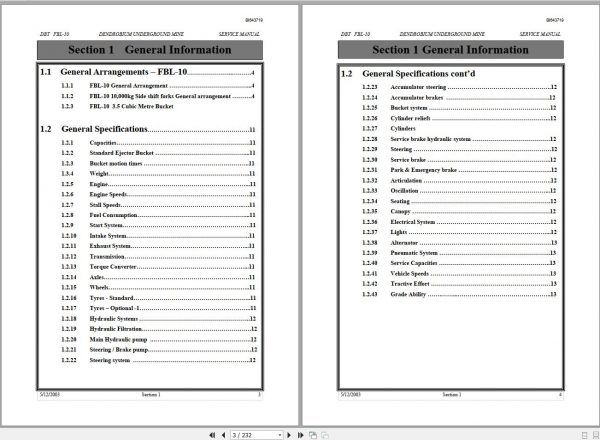 CAT Load Haul Dump CL210 FBL10 5000102 Service Manual BI643719 2004 2