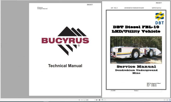 CAT Load Haul Dump CL210 FBL10 500043 Service Manual BI643671 2004 1