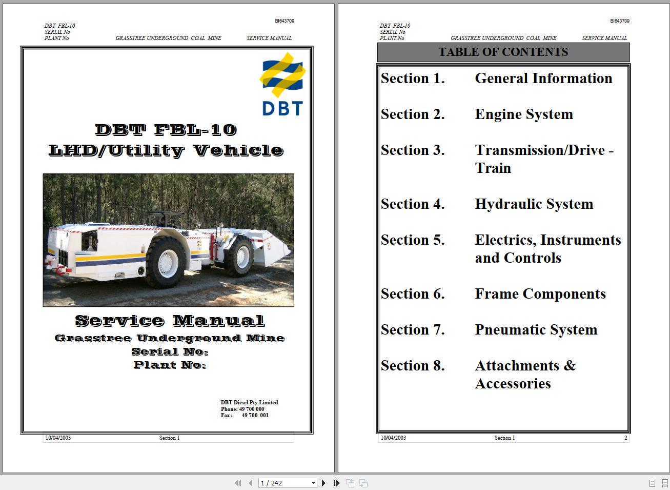 CAT Load Haul Dump CL210 FBL10 500063 Service Manual BI643709 2003 1