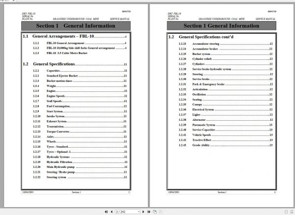 CAT Load Haul Dump CL210 FBL10 500063 Service Manual BI643709 2003 2