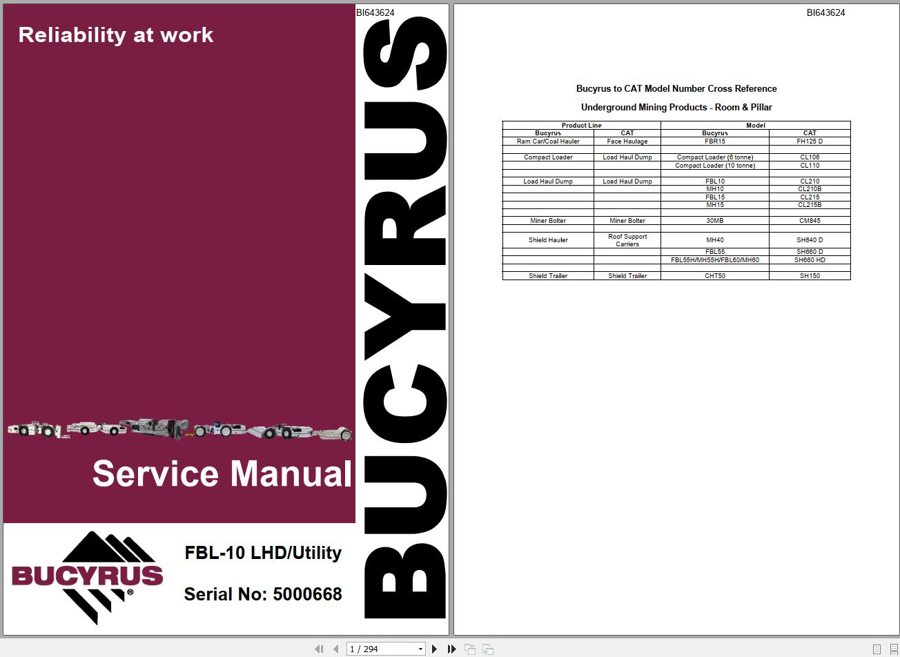 CAT Load Haul Dump CL210 FBL10 5000668 Service Manual BI643624 2012 1
