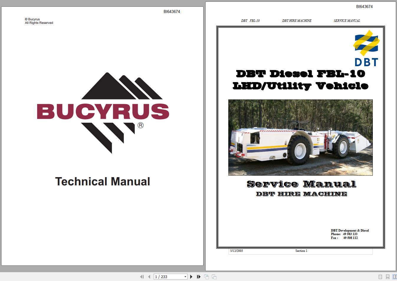 CAT Load Haul Dump CL210 FBL10 500098 Service Manual BI643674 2004 1