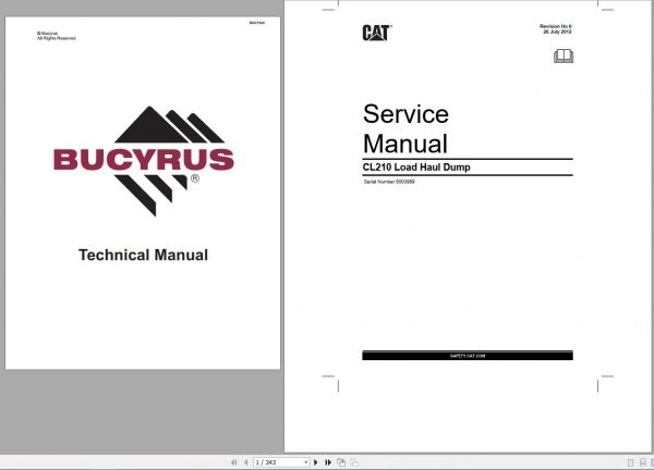 CAT Load Haul Dump CL210 FBL10 5003959 503505 Service Manual BI001925 2012 1