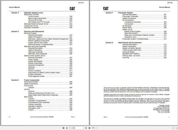 CAT Load Haul Dump CL210 FBL10 5003959 503505 Service Manual BI001925 2012 2