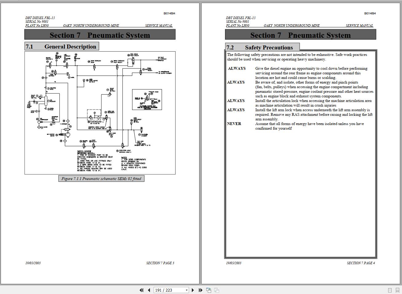 CAT Load Haul Dump CL215 9001 Service Manual BI014694 2004 2