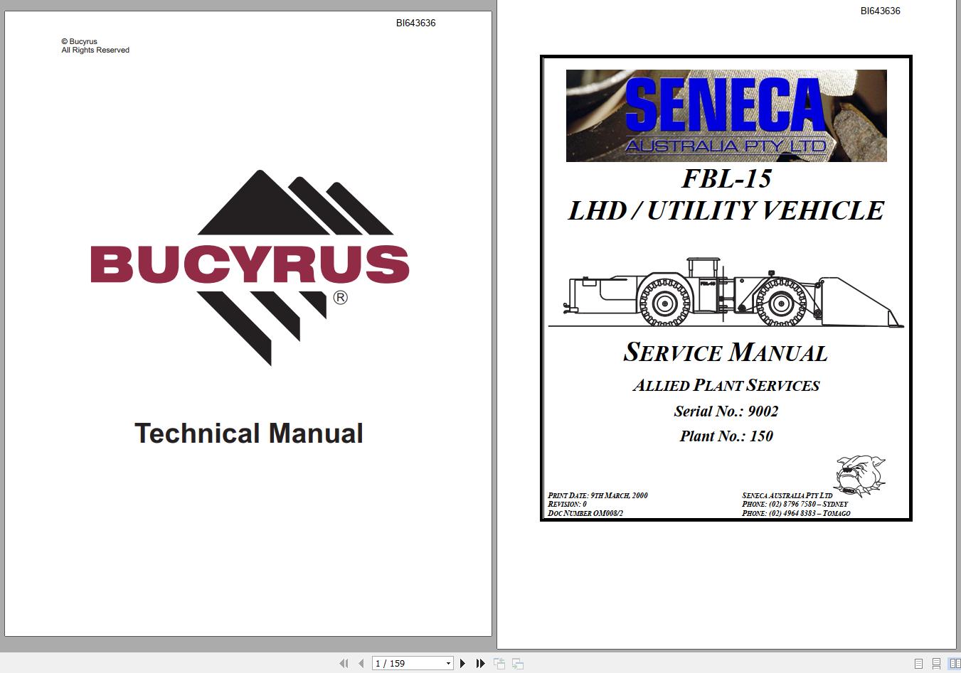 CAT Load Haul Dump CL215 FBL15 9002 150 Service Manual BI643636 2000 1
