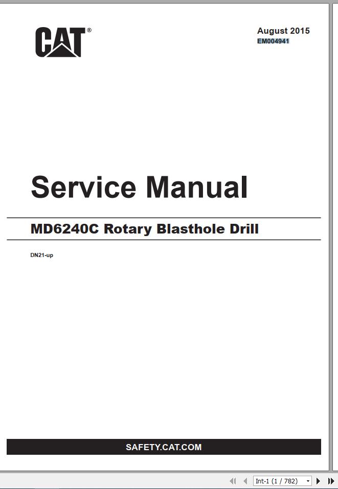 CAT MD6240C DN21 up Rotary Blasthole Drills Service Manual EM004941 1