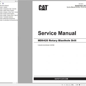 CAT MD6420 2U67X68 Rotary Blasthole Drills Service Manual BI014188 2013 1