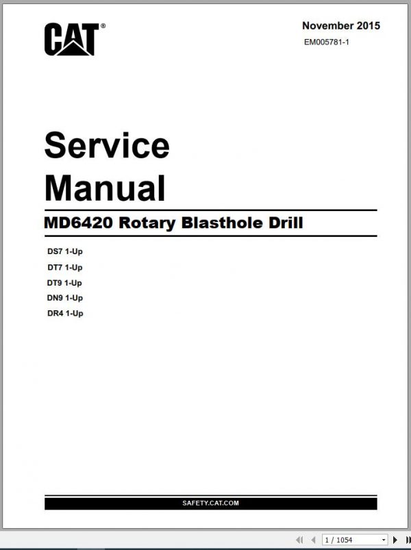 CAT MD6420 Rotary Blasthole Drills Service Manual EM005781 1 2015 1