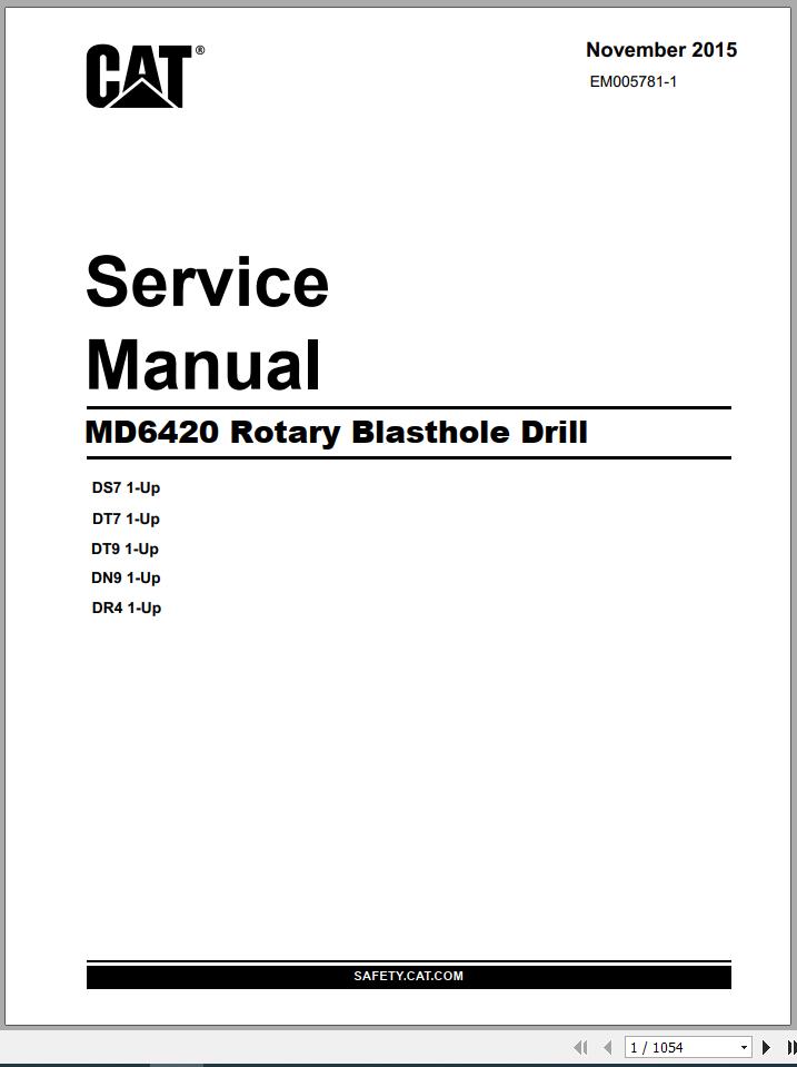 CAT MD6420 Rotary Blasthole Drills Service Manual EM005781 1 2015 1