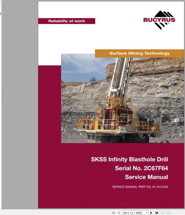 CAT MD6420 SKSS 2C67F64 Rotary Blasthole Drills Service Manual BI014185 2012 1