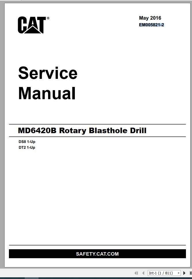 CAT MD6420B DS8 1 Up DT2 1 Up Rotary Blasthole Drills Service Manual EM005821 2 2016 1 1