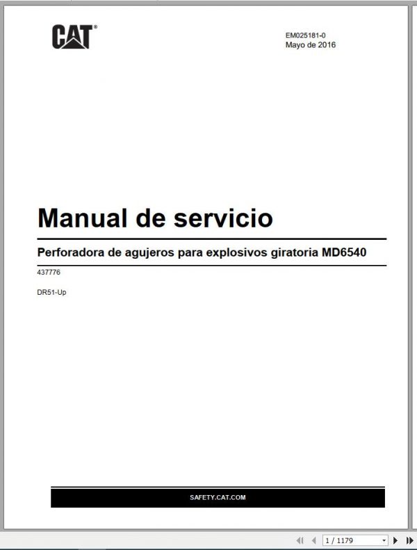 CAT MD6540 437776 DR51 Up Rotary Blasthole Drills Service Manual EM02518