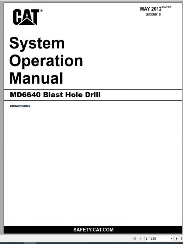 CAT MD6640 2C70X27 Rotary Blasthole Drills Operation Manual BI006818 2012 1