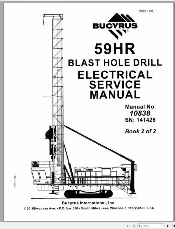 CAT MD6750 59HR 141426 Rotary Blasthole Drills Electrical Service Manual 10838 BI380983 2009 1