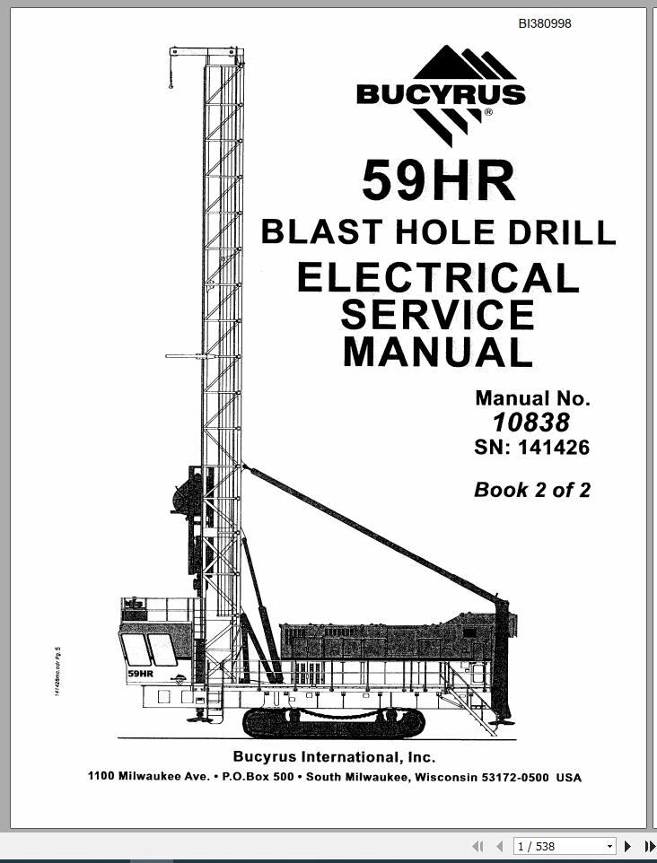 CAT MD6750 59HR 141426 Rotary Blasthole Drills Electrical Service Manual 10838 BI380998 2009 1