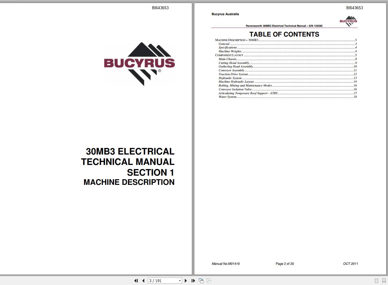 CAT Miner Bolter CM845 30MB3 120395 Electrical Technical Manual M01416 BI643653 2011 1
