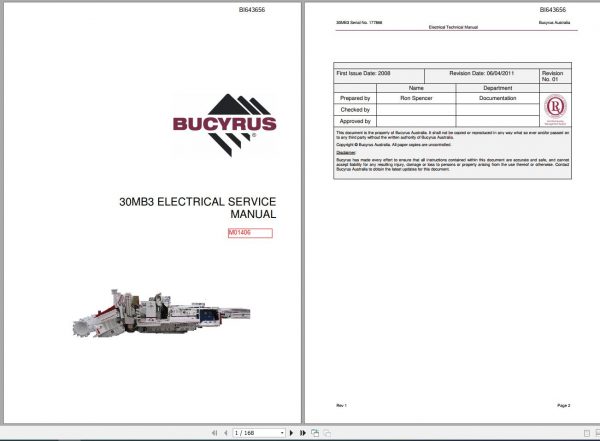CAT Miner Bolter CM845 30MB3 177866 Electrical Service Manual M01406 BI643656 2011 1