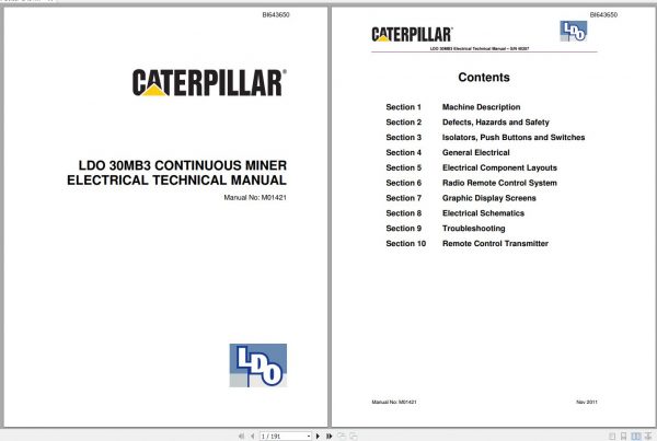 CAT Miner Bolter CM845 30MB3 40207 Electrical Technical Manual M01421 BI643650 2011 1