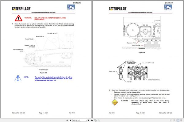 CAT Miner Bolter CM845 30MB3 40207 Maintenance Technical Manual M01422 BI643649 2011 2