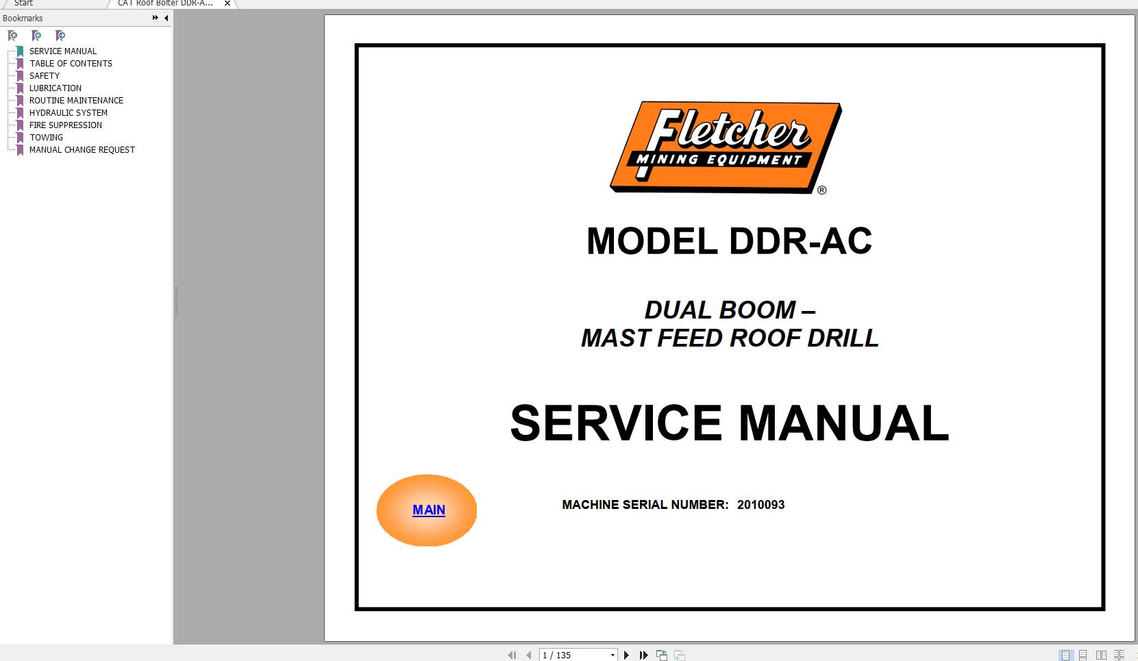 CAT Roof Bolter DDR AC 2010093 GDK 11 Site Service Manual BI181044 2008 1