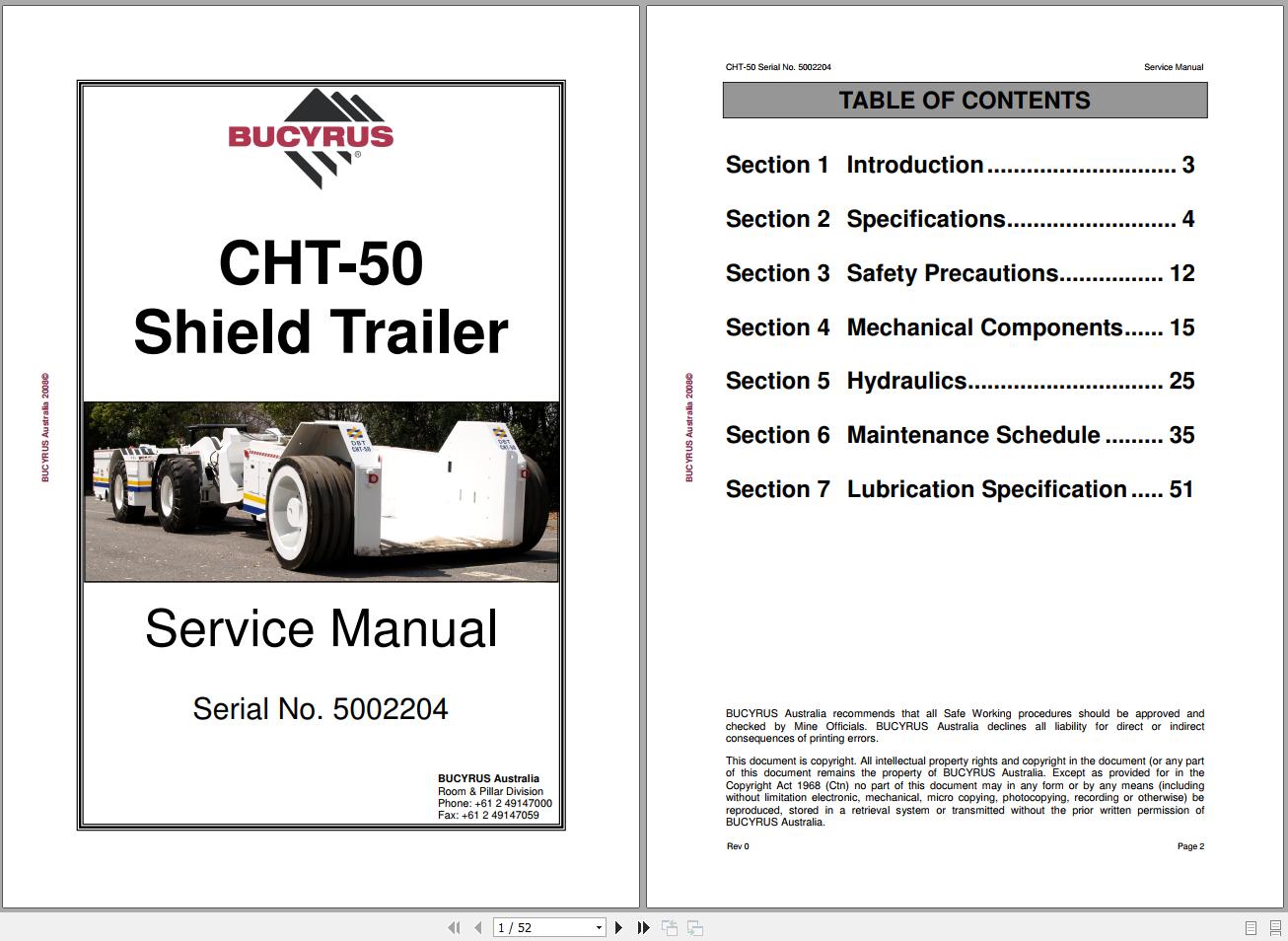 CAT Roof Support Carrier SH150 CHT 50 Shield Trailer 5002204 Service Manual BI643611 2008 1