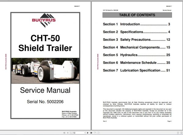 CAT Roof Support Carrier SH150 CHT 50 Shield Trailer 5002206 Service Manual BI643617 2008 1